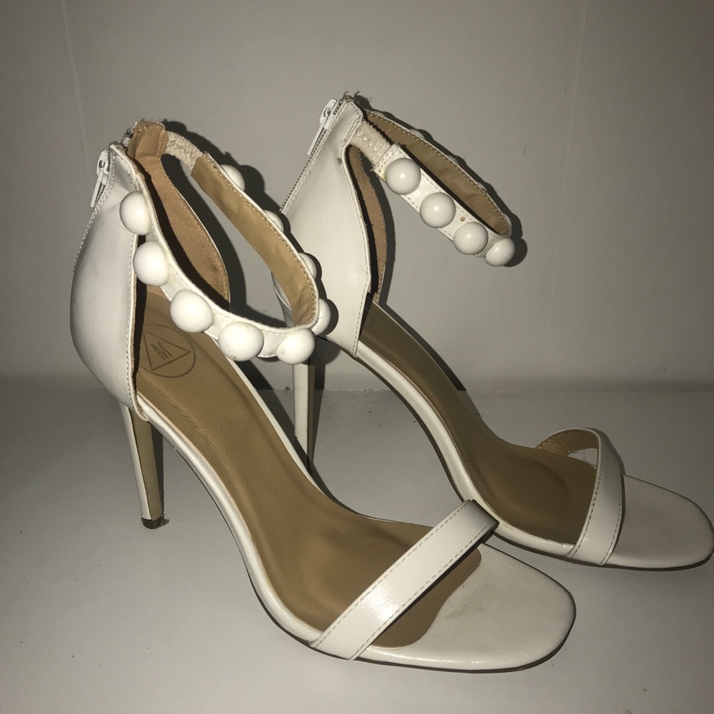 White studded heel